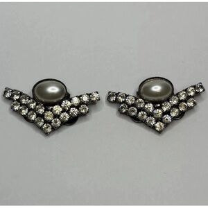 Vintage Signed MUSI Rhinestone Pearl Dress/Shoe Clips #5692